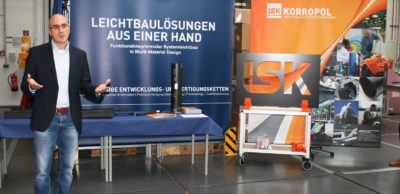 Sammy Techritz, Geschäftsführer der LS KORROPOL GmbH, stellte die Leichtbaukompetenzen des Unternehmens vor und verwies auf die Aktivitäten im Bereich 3D-Druck.