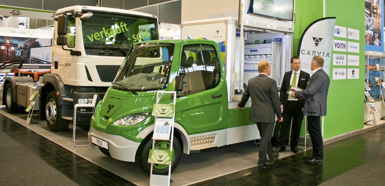 Die FRAMO GmbH zeigte bereits zur IAA Nutzfahrzeuge 2016 ihr Know-how für E-Lkw am AMZ-Stand und zog viele Interessenten an.