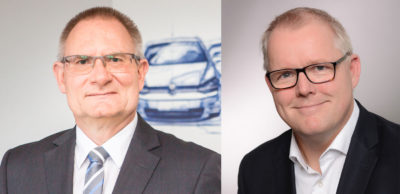 Wechsel in der Geschäftsführung bei Volkswagen Sachsen: Matthias Bursig (links) ist neuer Geschäftsführer Finanz und Controlling der Volkswagen Sachsen GmbH. Kai Siedlatzek (rechts) übernimmt die Leitung Controlling Produkte bei der Audi AG.